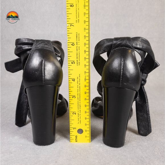 Talbots Strappy Sandal Black Leather Wrap Straps Block Heel Prep Women's Size 6B - Picture 5 of 12
